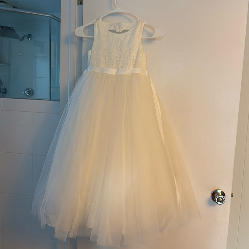 kids white dress - cute design on back